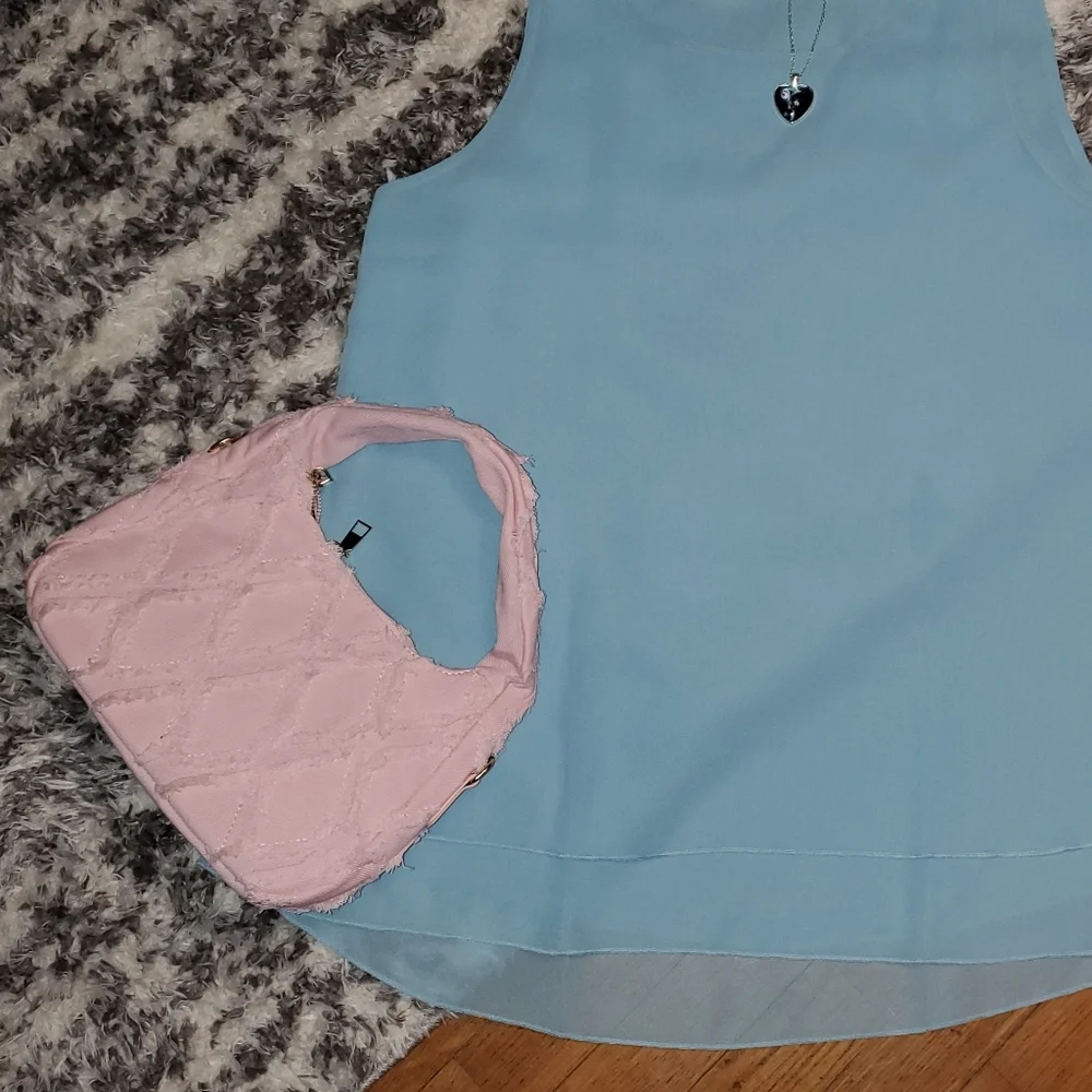 Argyle Pattern Raw Hem Shoulder Bag - Picture 8 of 9